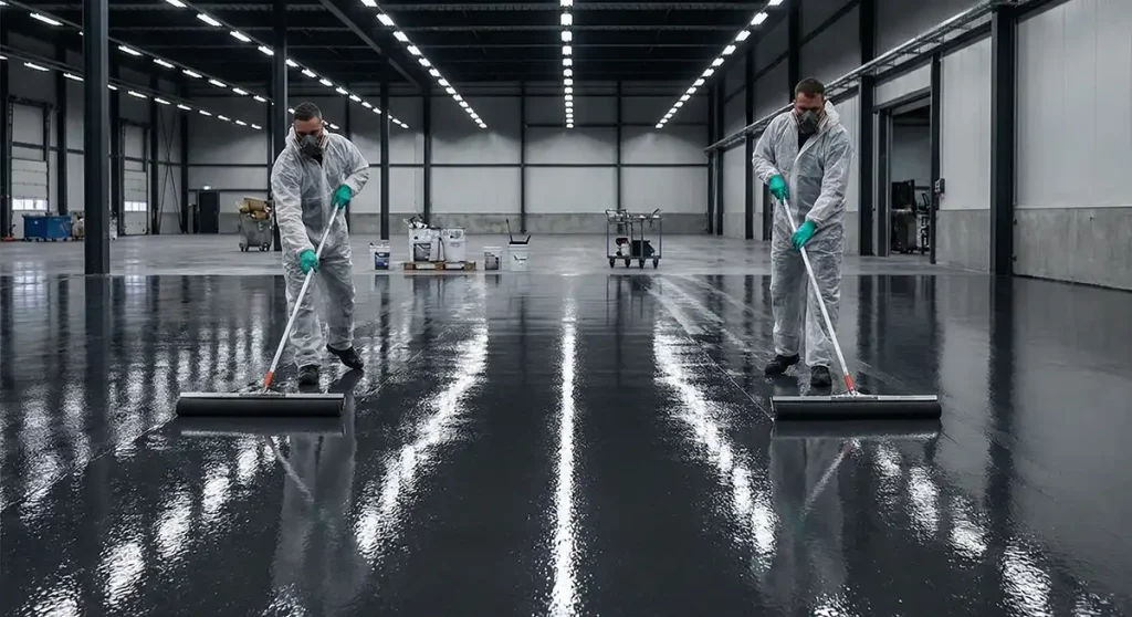 professional concrete coating contractors at work