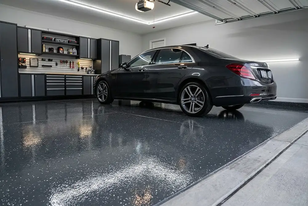 Garage floor coating near me — polyurea garage floor installed in NW Pennsylvania by Specialty Concrete Coatings LLC